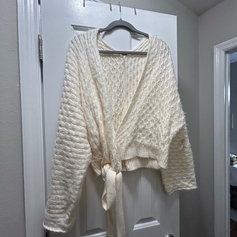 FP Cozy Cream Knit Wrap Sweater